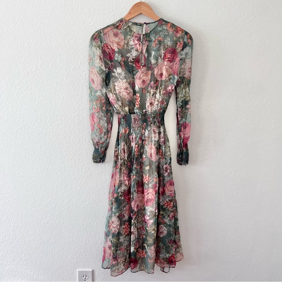 Zara Rare Viral Floral Sheer Midi Dress Sz M - Picture 11 of 11